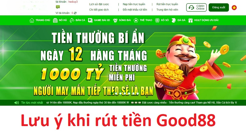 Hướng Dẫn Rút Tiền Good88 Về Ngân Hàng Cực Nhanh Gọn